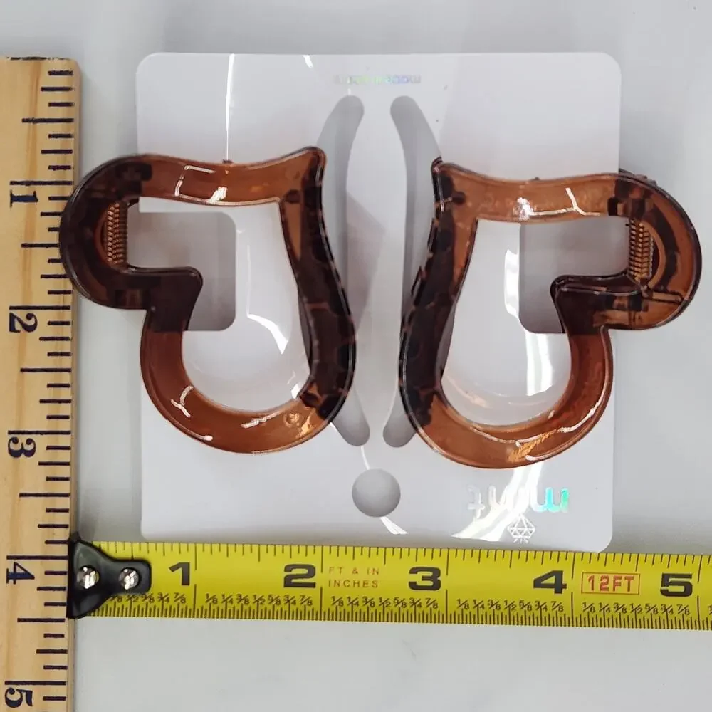 2 Heart Shaped Hair Claw Clips - Open middle Brown Hair Accessories!